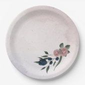 Assiettes En Carton fleurs rose et marine botanique (Devant)