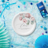 Assiettes En Carton Fleurs Rose Poussiéreuses Élégantes Romantiques (Fête)