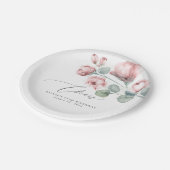 Assiettes En Carton Fleurs Rose Poussiéreuses Élégantes Romantiques (Angle)