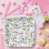 Assiettes En Carton Fleurs Rose Violet (Fête)