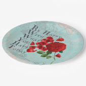 Assiettes En Carton Fleurs roses avec Sage Dire - Sagesse (Angle)