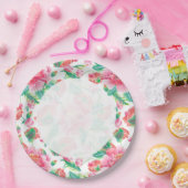 Assiettes En Carton Fleurs roses brillantes Fille Motif (Fête)