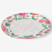 Assiettes En Carton Fleurs roses brillantes Fille Motif (Angle)