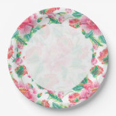 Assiettes En Carton Fleurs roses brillantes Fille Motif (Devant)