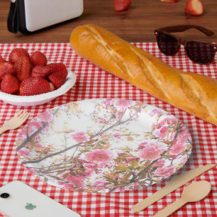 Assiettes En Carton Fleurs roses Cherry Blossom Motifs Floraux Plutôt