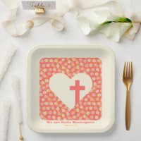 Fleurs roses Coeur & Croix chrétienne Femmes