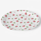 Assiettes En Carton Fleurs roses de fraise (Angle)