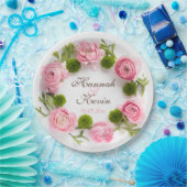 Assiettes En Carton Fleurs roses de pivoine (Fête)