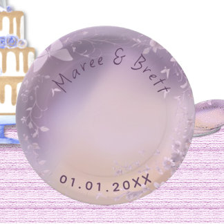 Assiettes En Carton Fleurs roses et Mariage de thème papillon