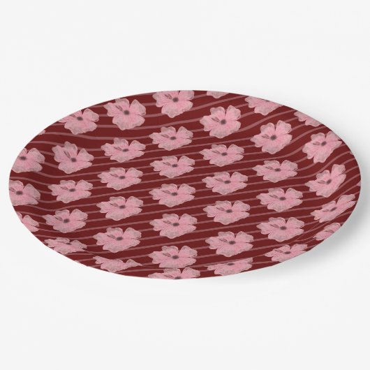 Assiettes En Carton Fleurs Roses Et Plaques Papier (Angle)