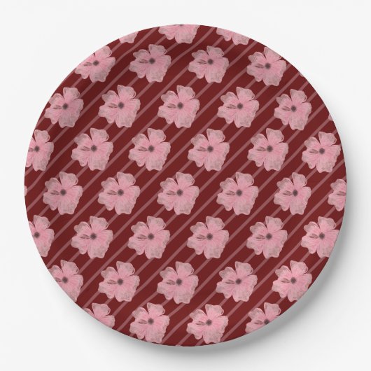 Assiettes En Carton Fleurs Roses Et Plaques Papier (Devant)