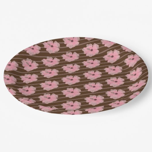 Assiettes En Carton Fleurs Roses Et Plaques Papier (Angle)