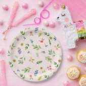 Assiettes En Carton Fleurs roses Filles Plaques papier Motif (Fête)