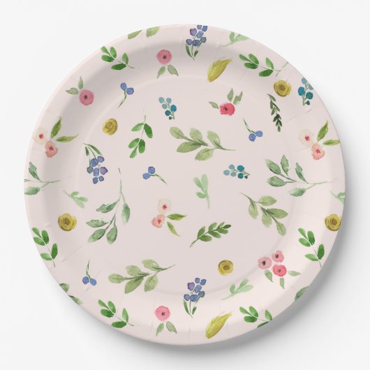 Assiettes En Carton Fleurs roses Filles Plaques papier Motif (Devant)
