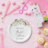 Assiettes En Carton Fleurs roses, Fleurs blanches, Boho, Fête des mari (Fête)