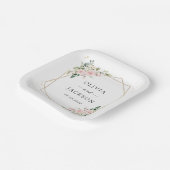 Assiettes En Carton Fleurs roses, Fleurs blanches, Verdure, Mariage (Angulaire)