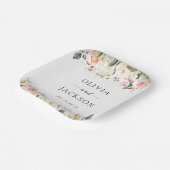 Assiettes En Carton Fleurs roses, Fleurs blanches, Verdure, Mariage (Angulaire)