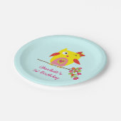 Assiettes En Carton Fleurs roses jaunes de chouette Anniversaire perso (Angle)