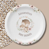 Assiettes En Carton Fleurs roses mignonnes Chouette Bois Bébé Fille Do