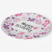 Assiettes En Carton Fleurs roses mignonnes Motif Whimsical Anniversair (Angle)