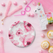 Assiettes En Carton Fleurs roses sur Plaque (Fête)