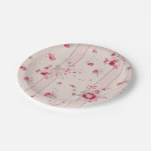 Assiettes En Carton Fleurs roses vintage  (Angle)