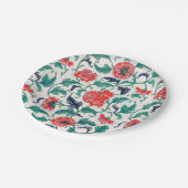Assiettes En Carton Fleurs rouges (Angle)