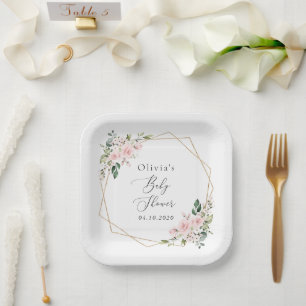 Assiettes En Carton Fleurs Rouges, Fleurs Roses, Boho, Baby shower