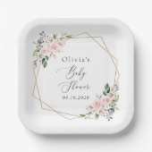 Assiettes En Carton Fleurs Rouges, Fleurs Roses, Boho, Baby shower (Recto)