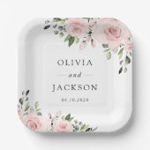 Assiettes En Carton Fleurs Rouges, Fleurs Roses, Verdure, Mariage (Recto)