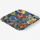 Assiettes En Carton Fleurs rouges jaunes bleues William Morris Style (Angulaire)