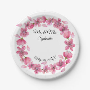 Assiettes En Carton Fleurs Sakura Plaques Papier de réception de maria