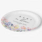 Assiettes En Carton Fleurs sauvages - Bébé en baby shower fleuri (Angle)