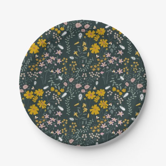 Assiettes En Carton Fleurs sauvages bohémiens de la moutarde (Devant)