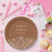 Assiettes En Carton Fleurs sauvages Boho Burnt Orange Mariage (Fête)