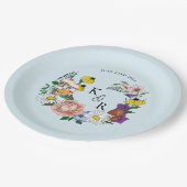 Assiettes En Carton Fleurs sauvages Champignons bleus floraux (Angle)