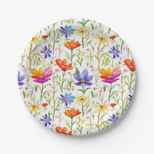 Assiettes En Carton Fleurs sauvages colorés dans un champ