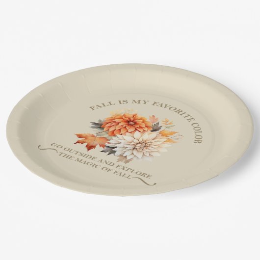 Assiettes En Carton Fleurs sauvages d'aquarelle feuilles automne citat (Angle)