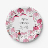 Assiettes En Carton Fleurs sauvages d'aquarelle mignon dans les tons r (Devant)