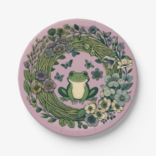Assiettes En Carton Fleurs sauvages de grenouilles Cottagecore
