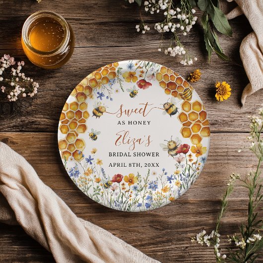 Assiettes En Carton Fleurs sauvages douces comme l'abeille Mariage chi