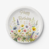 Assiettes En Carton Fleurs sauvages en Fleur Joyeux Plaque papier d'an (Devant)