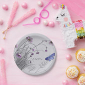 Assiettes En Carton Fleurs sauvages et papillon (Fête)