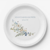 Assiettes En Carton Fleurs sauvages et pâquerettes bleutées rustiques  (Devant)