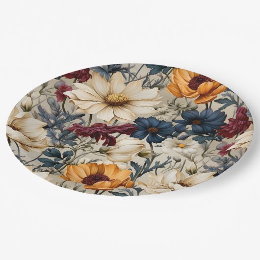 Assiettes En Carton Fleurs sauvages floraux (Angle)