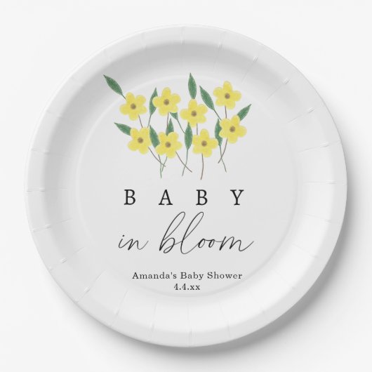 Assiettes En Carton Fleurs sauvages jaunes - Bébé en fleurs (Devant)