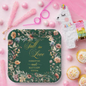 Assiettes En Carton Fleurs sauvages Or 'Tombez amoureux' Mariage éléga (Fête)