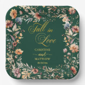 Assiettes En Carton Fleurs sauvages Or 'Tombez amoureux' Mariage éléga (Recto)