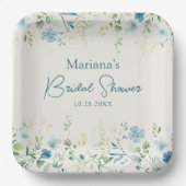 Assiettes En Carton Fleurs sauvages sarcelle sur une douche de mariée  (Recto)