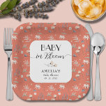 Assiettes En Carton Fleurs sauvages sur le Baby shower de Terracotta<br><div class="desc">Les élégantes plaques de papier baby shower en terre cuite,  sans distinction de genre,  sont dotées de fleurs sauvages simples,  de la mention "Baby in Bloom" et de vos détails en lettres chic. CORRESPONDANCE d'objets dans notre collection.</div>